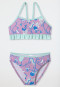 Bustier bikini recycled knitwear SPF40+ marine animals ruffles berry - aqua