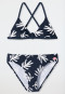 Schiesser Bustier-Bikini Wirkware recycelt LSF40+ Palmenblätter dunkelblau - Diver Dreams
