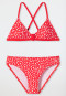 Bustierbikini tricot gerecycled SPF40+ stippen rood - Diver Dreams