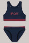 Bustier bikini knitwear recycled SPF40 + Racerback Sport dark blue - Nautical Chica