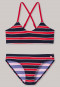 Bustino per bikini in tessuto a maglia riciclato a strisce con fattore di protezione solare 40+, rosso: Nautical Chica