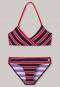 Bikini bustier tricoté tissu recyclé indice SPF40 + rayures triangle rouge - Nautical Chica