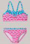 Bustier-bikini breiwerk gerecycled LSF40+ golven ruches veelkleurig - Cat Zoe
