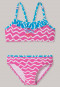 Bikini modello bustier in tessuto a maglia riciclato con protezione SPF40+ impreziosito da balze con motivo a onde multicolore - Cat Zoe
