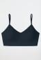 Bustier with cups V-neck matt dark blue - Seamless light