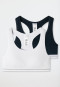 Confezione da 2 bustini a doppia costa con motivo a righe, blu scuro/bianco - Long Life Rib