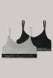 Lot de 2 brassières en dentelle de coton bio gris chiné / noir - 95/5