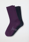 Chaussettes pour femme lot de 2 coton bio lilas/noir - 95/5