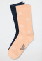 Women's socks 2-pack polka dots cream/dark blue - Long Life Cool