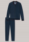 Pyjama d'intérieur à manches longues rayures bleu nuit - Warming Nightwear