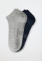Calzini per sneakers da uomo in confezione da 2 in cotone biologico screziato, grigio/blu scuro - 95/5