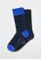 Men's socks 2-pack Pima cotton solid patterned midnight blue/royal blue - Long Life Cool