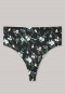 High-waisted thong microfiber floral print black-patterned - Invisible Soft