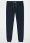Pantalon molleton coton bio Tencel bords-côtes rayures bleu foncé - Mix+Relax