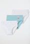Heupslipjes, 3-pack, fijn geribbeld biologisch katoen zachte tailleband ijsprinses edelstenen wit/aqua - Girls World