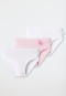 Hipsters 3-pack fine rib organic cotton white/pink with pony