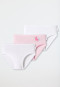 Confezione da 3 hipster a costine in cotone biologico, bianco/rosa con pony