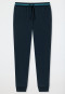 Long midnight blue lounge pants in organic cotton with cuffs and stripes – Mix & Relax