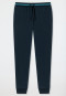Long midnight blue lounge pants in organic cotton with cuffs and stripes – Mix & Relax