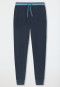 Pantaloni lunghi in felpa di cotone organico con polsini a righe blu notte - Mix+Relax