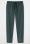 Pantalon d'intérieur long matière tissée coton bio rayures vert foncé - Mix+Relax