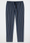 Pantalon d'intérieur long matière tissée coton bio rayures bleu nuit - Mix+Relax