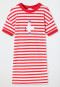 Sleep shirt short-sleeved bamboo organic cotton stripes seagull red - Natural Love