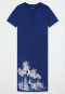 Chemise de nuit à manches courtes en interlock, motif palmiers bleus - Interlock