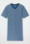 Chemise de nuit à manches courtes, encolure en V, poche poitrine, à carreaux bleus - Comfort Nightwear