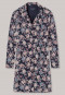 Sleep shirt long-sleeved interlock button placket floral print dark blue - Feminine Floral Comfort Fit