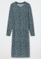 Long-sleeved sleep shirt interlock lapel collar button placket floral print dark blue - Classic Comfort Fit