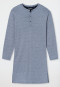 Nachthemd met lange mouwen van biologisch katoen serafinokraag gestreept blauw-wit - Fashion Nightwear