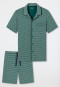 Pajamas short fine interlock piping patterned dark green - Fine Interlock