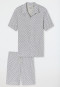 Pyjama kort interlock knoopsluiting grijs gevlekt gedessineerd - Fine Interlock