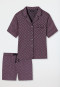 Pyjama court satin tissé col revers imprimé graphique violet - selected! premium inspiration