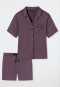 Pyjama kurz Websatin Reverskragen Grafikprint lila - selected! premium inspiration