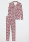 Pajamas long interlock button placket floral print plum - Feminine Floral Comfort Fit