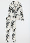 Pajama long interlock lapel collar piping floral print off-white - Contemporary Nightwear