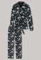 Pajamas long modal cuff belt floral print black - Golden Harvest