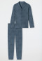 Pyjama lang Paisley jeansblau - Fine Interlock