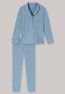 Pajama long piping button placket print light blue - Golden Harvest
