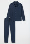 Pyjama lang Websatin Knopfleiste dunkelblau - selected! premium inspiration
