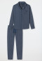 Pyjama lang Websatin Knopfleiste gemustert blau - selected! premium inspiration