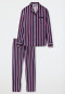 Lange geweven satijnen pyjama met knoopsluiting gestreept veelkleurig - selected! premium inspiration