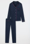 Pyjama lang Websatin Reverskragen dunkelblau - selected! premium inspiration