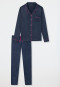 Pyjama lang Websatin Reverskragen Grafikprint dunkelblau - selected! premium inspiration