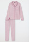 Pyjama lang geweven satijnen reverskraag grafische print rosé - Selected! premium inspiratie