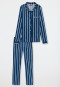 Pyjama lang geweven satijnen reverskraag strepen blauw - Selected! premium inspiratie