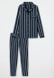 Pyjama lang geweven satijnen reverskraag strepen blauw - Selected! premium inspiratie