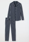 Pyjama long tissé patte de boutonnage bleu foncé rayé - selected! premium inspiration